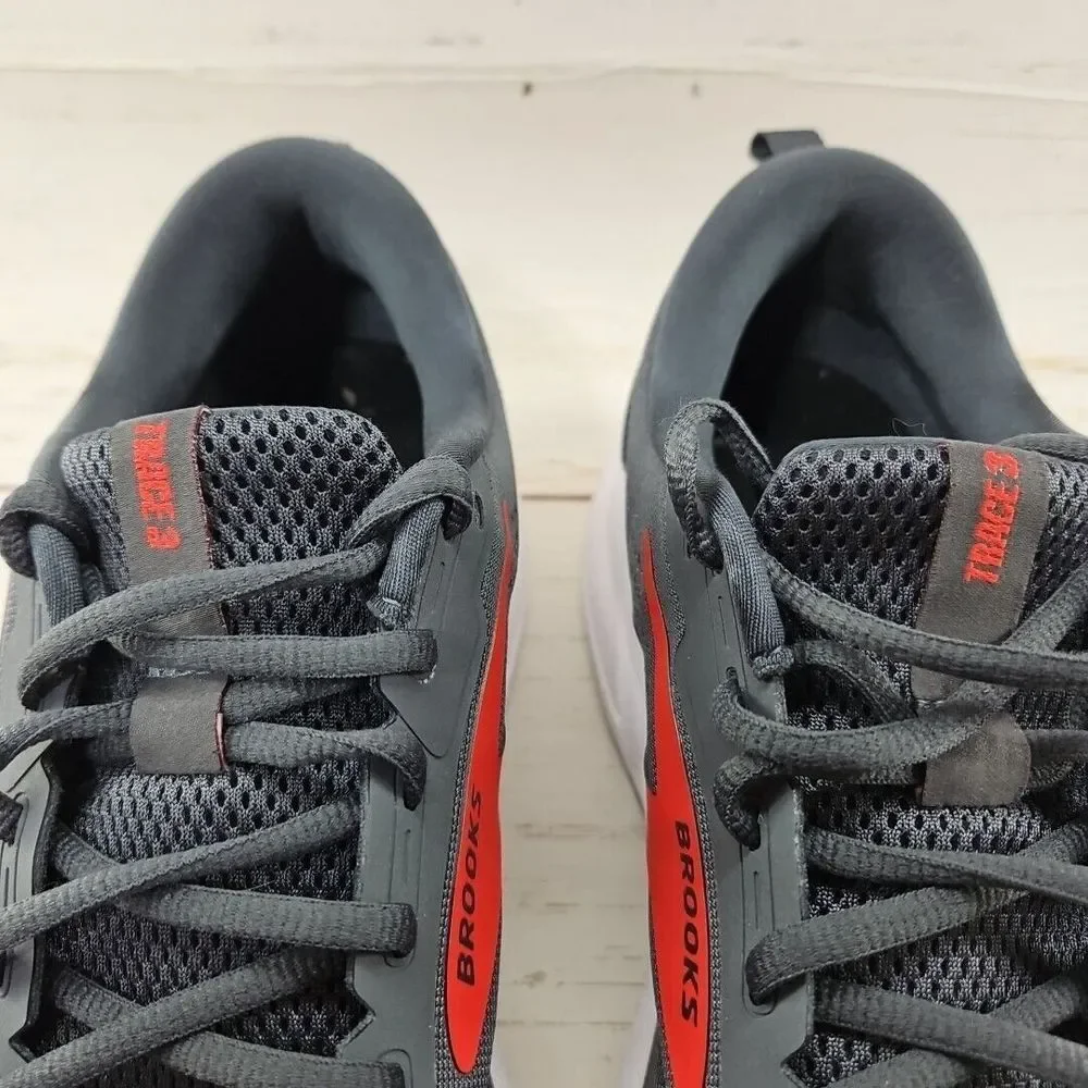 Brooks Trace 3 Running‎ Shoes Ebony Gray Red Mens Size 11 D Athletic Sneakers